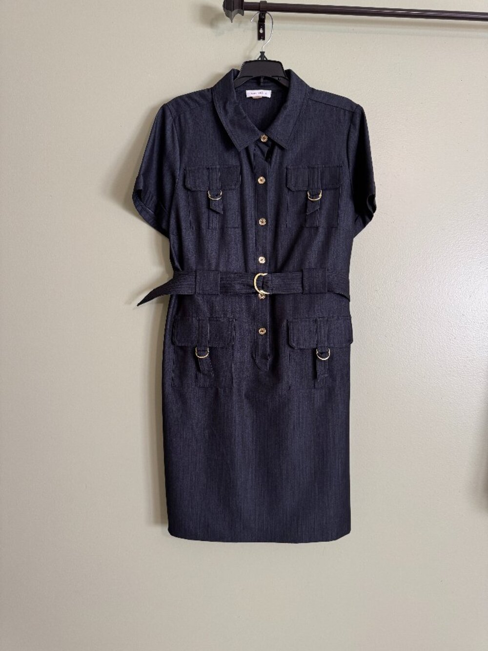 Calvin Klein Blue Denim Short Sleeve Dress, Size 16